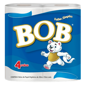 8974 PAPEL HIGIENICO FOLHA SIMPLES 30M NEUTRO BOB - 4 ROLOS